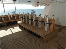 Dive deck on MY Blue Seas liveaboard in the Red Sea
